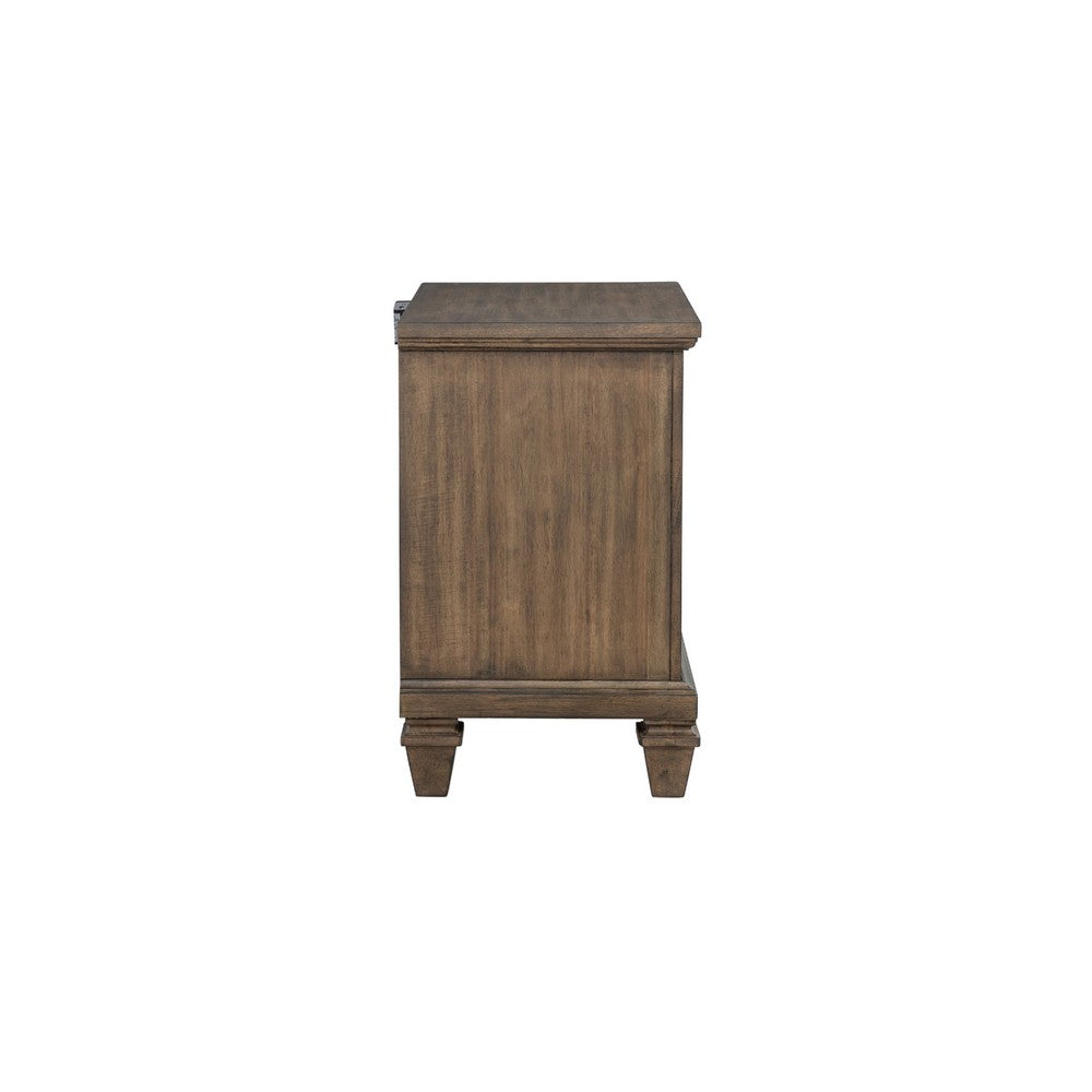 Henry Classic Nightstand | Brown Acacia Wood | 2 Drawers | 29"