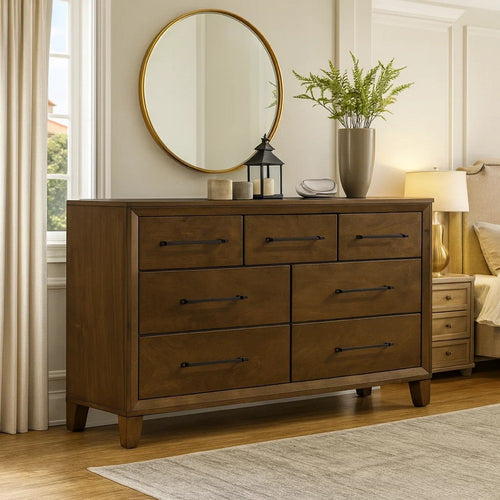 Lary Wide Dresser | Youth Bedroom | Walnut Brown | 7 Drawers