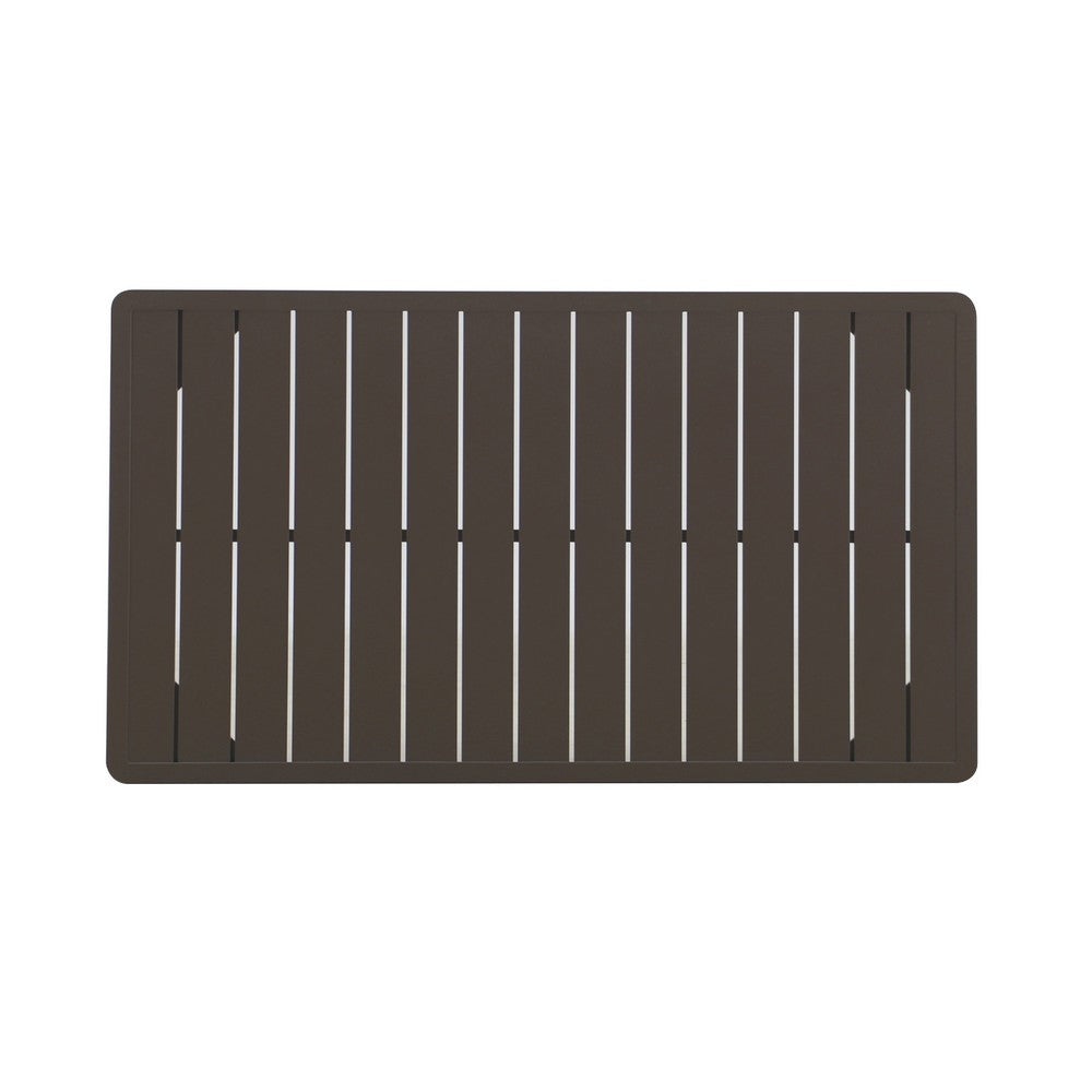 Geny Patio Coffee Table | Brown Aluminum | Rectangular 49" Top