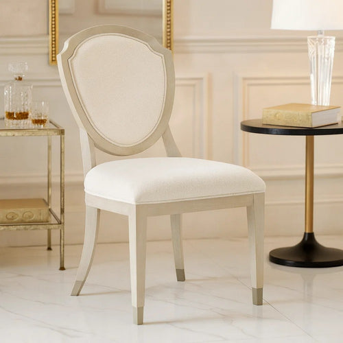 Olto Dining Side Chair Set of 2 | Light White Oak Wood | Ivory Chenille