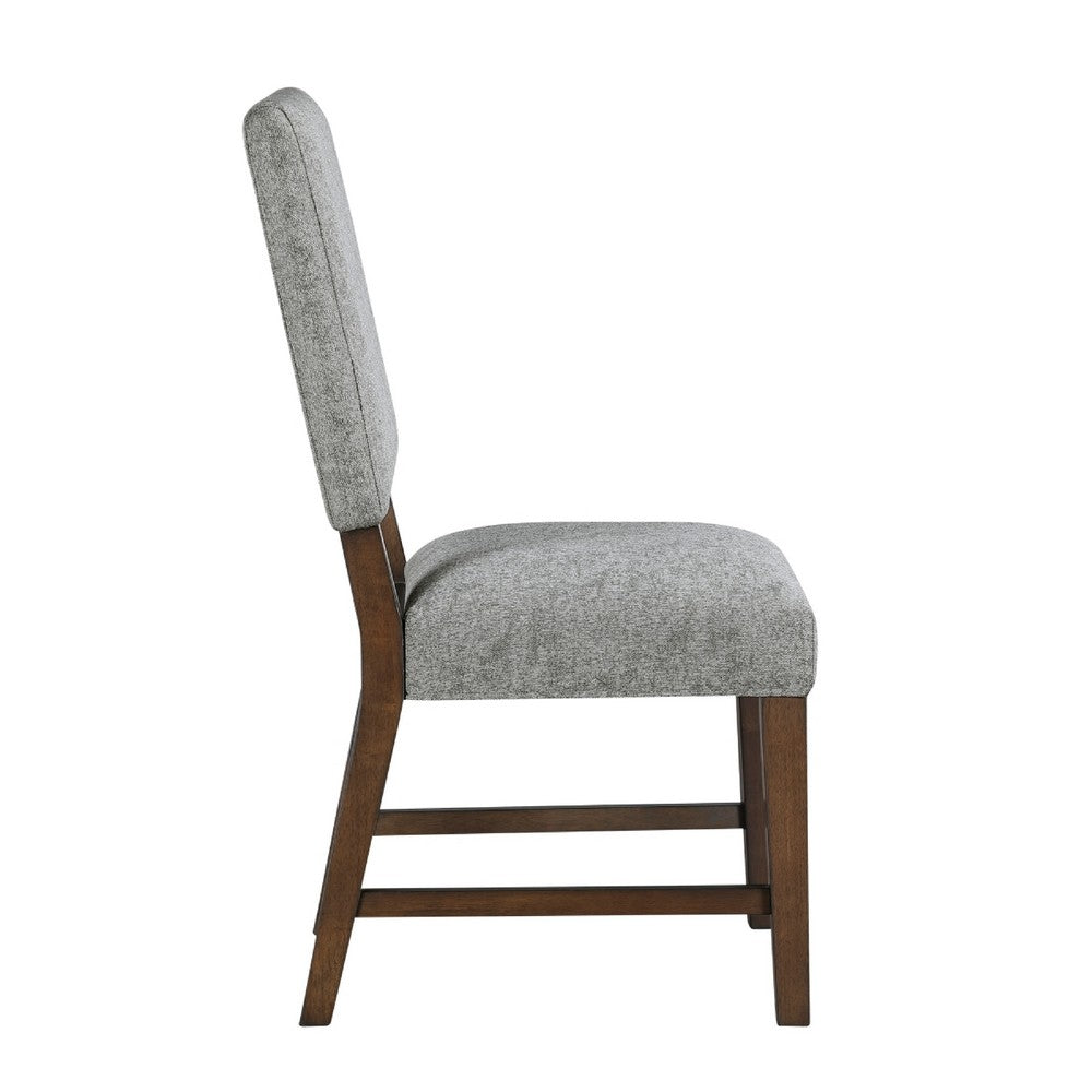 Bloi Dining Side Chair Set of 2 | Gray Textured Polyester | Brown Legs