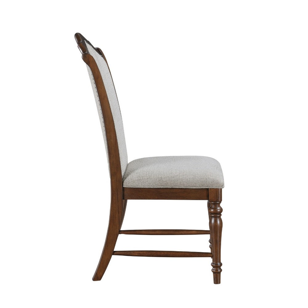 Feva Dining Side Chair Set of 2 | Gray Polyester | High Back | Nailhead Trim