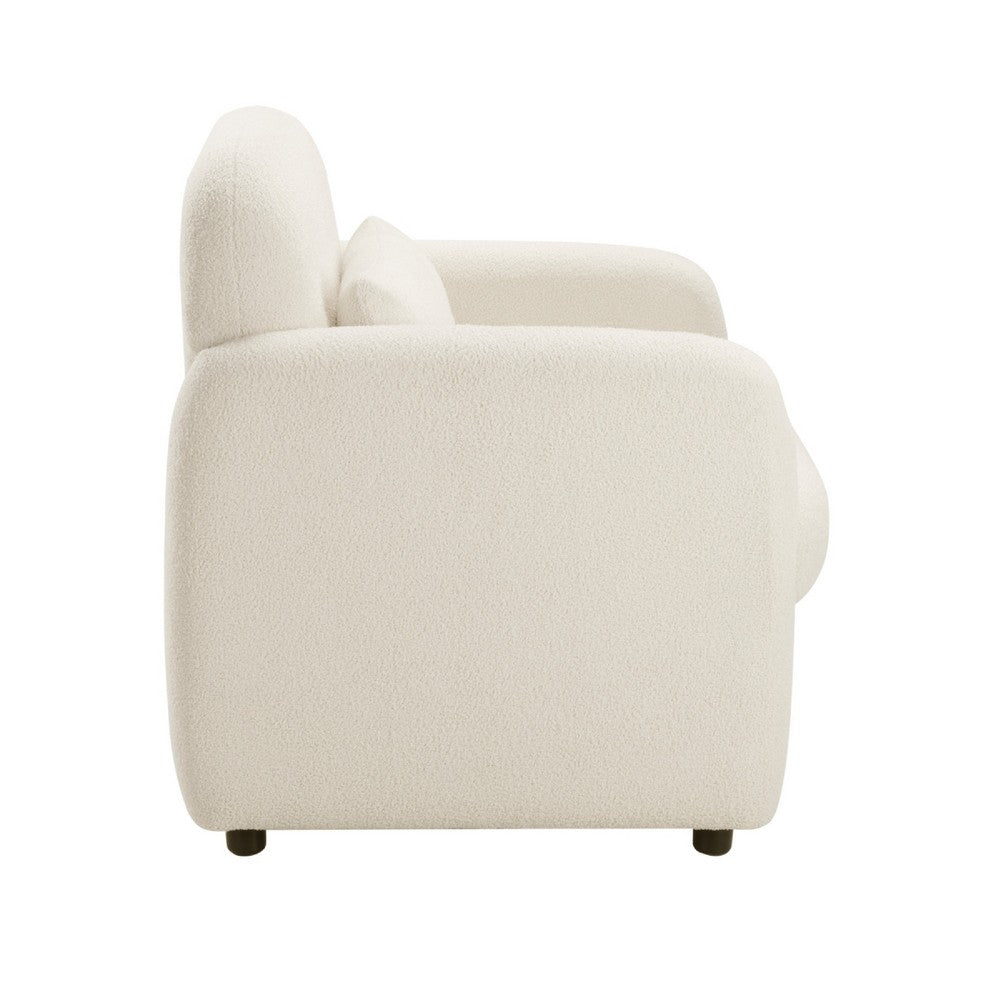 Oham Accent Chair w Lumbar Pillow & Track Arms | Beige Boucle