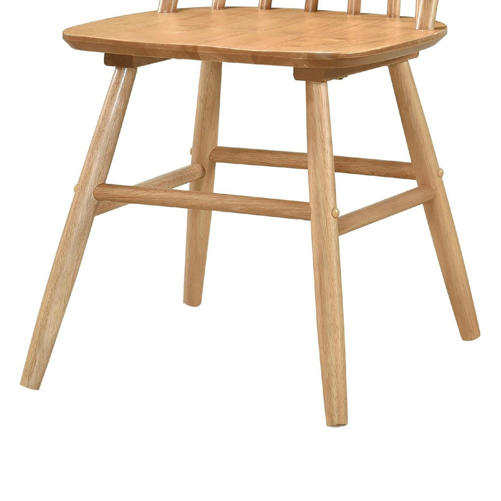 Ger Dining Side Chair Set of 2 | Slatted Backs | Natural Oak Brown Wood