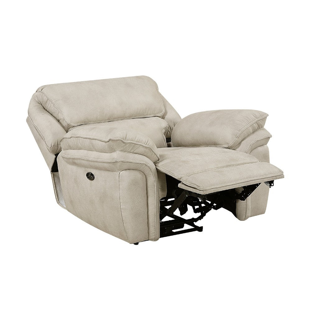 Tony Power Reclining Chair w USB Charging Port | Sand Brown Microfiber