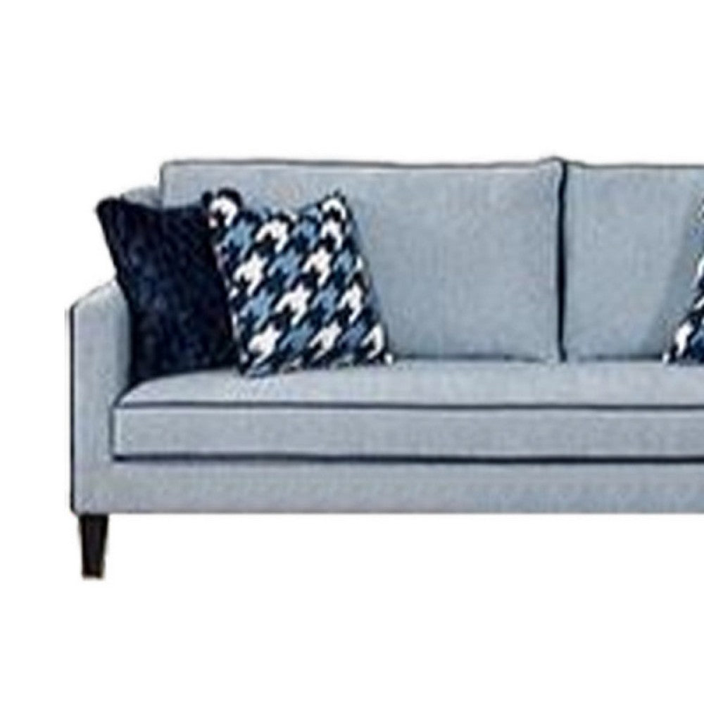 Colin Sofa | 4 Houndstooth Throw Pillows | Blue Gray Polyester | 85"