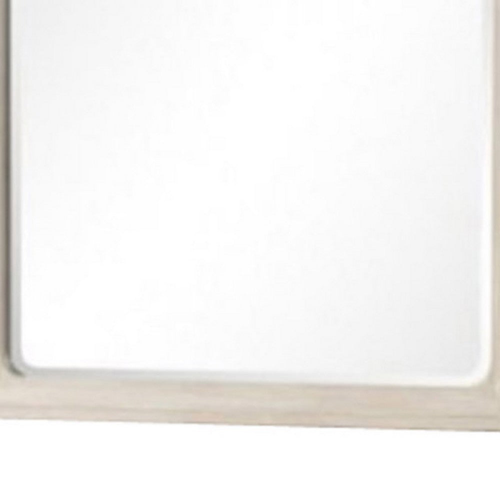 Rozie Dresser Mirror | Bevelled Accents | Light Brown Solid Wood 36x40