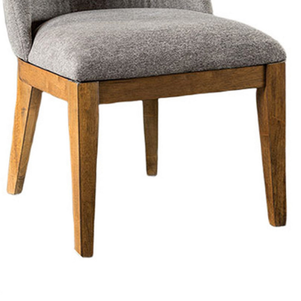 Ramie Side Dining Chair Set of 2 | Wingback | Chestnut Wood | Gray