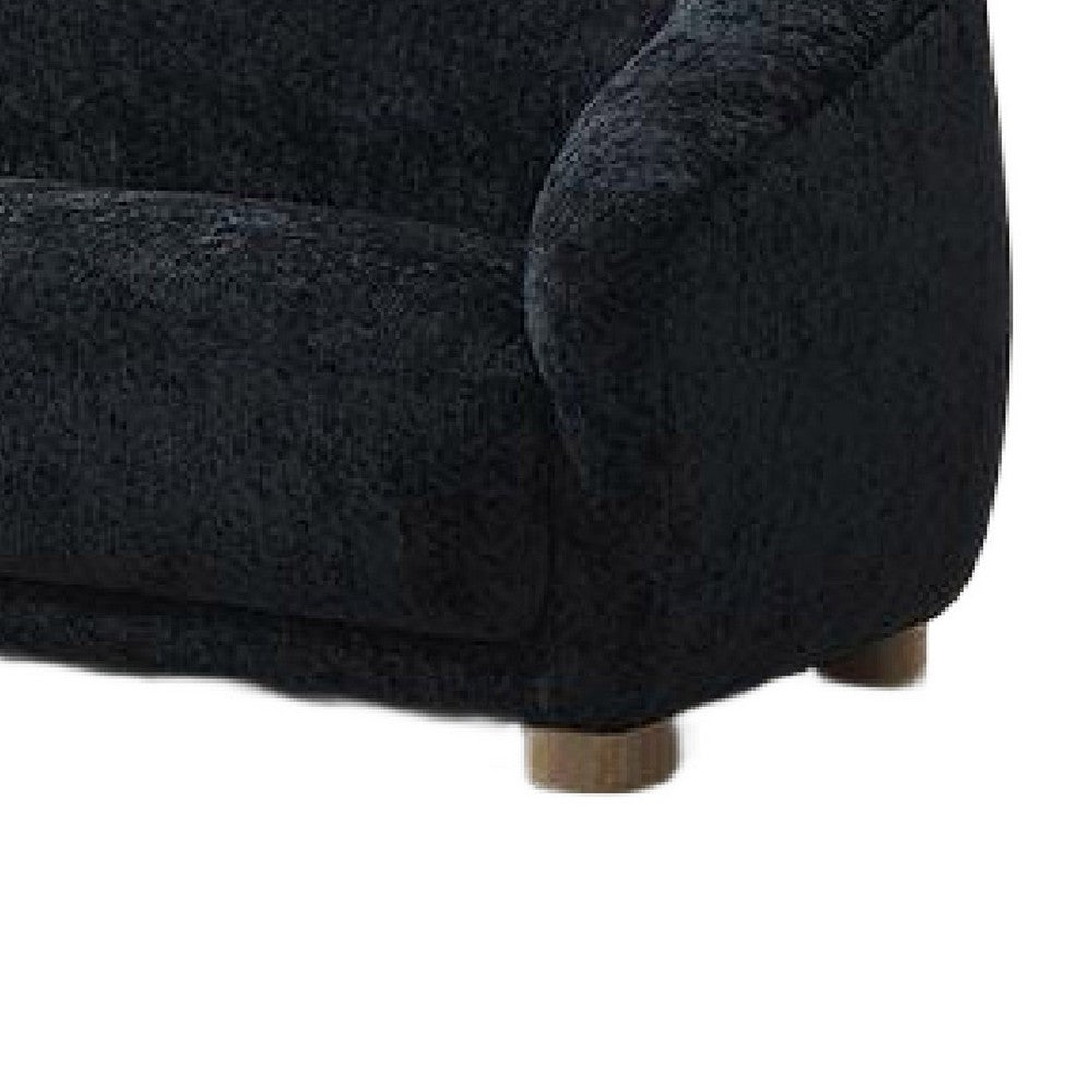 Oliver Sofa with Round Back and Sloped Arms | Soft Black Chenille 88"