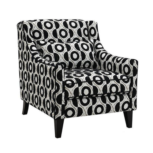 Viani Accent Chair | Round Eye Pattern | Solid Wood | Black Chenille