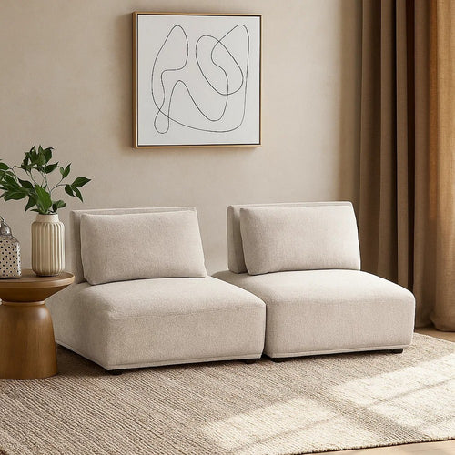 Stavan Modular 2 Seat Sofa | Light Brown Boucle | Adjustable Backs