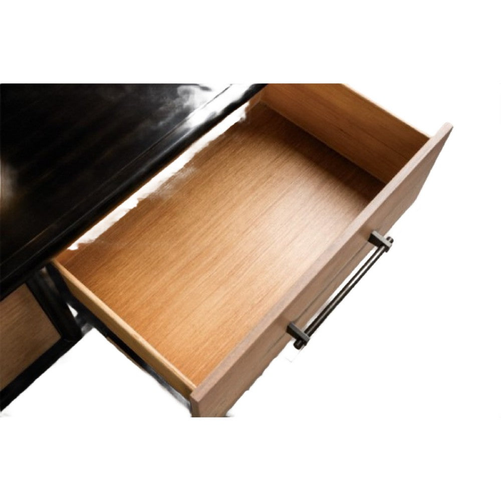 Lucas Coffee Table | 2 Drawers | Brown | Black Solid Rubberwood | 52"