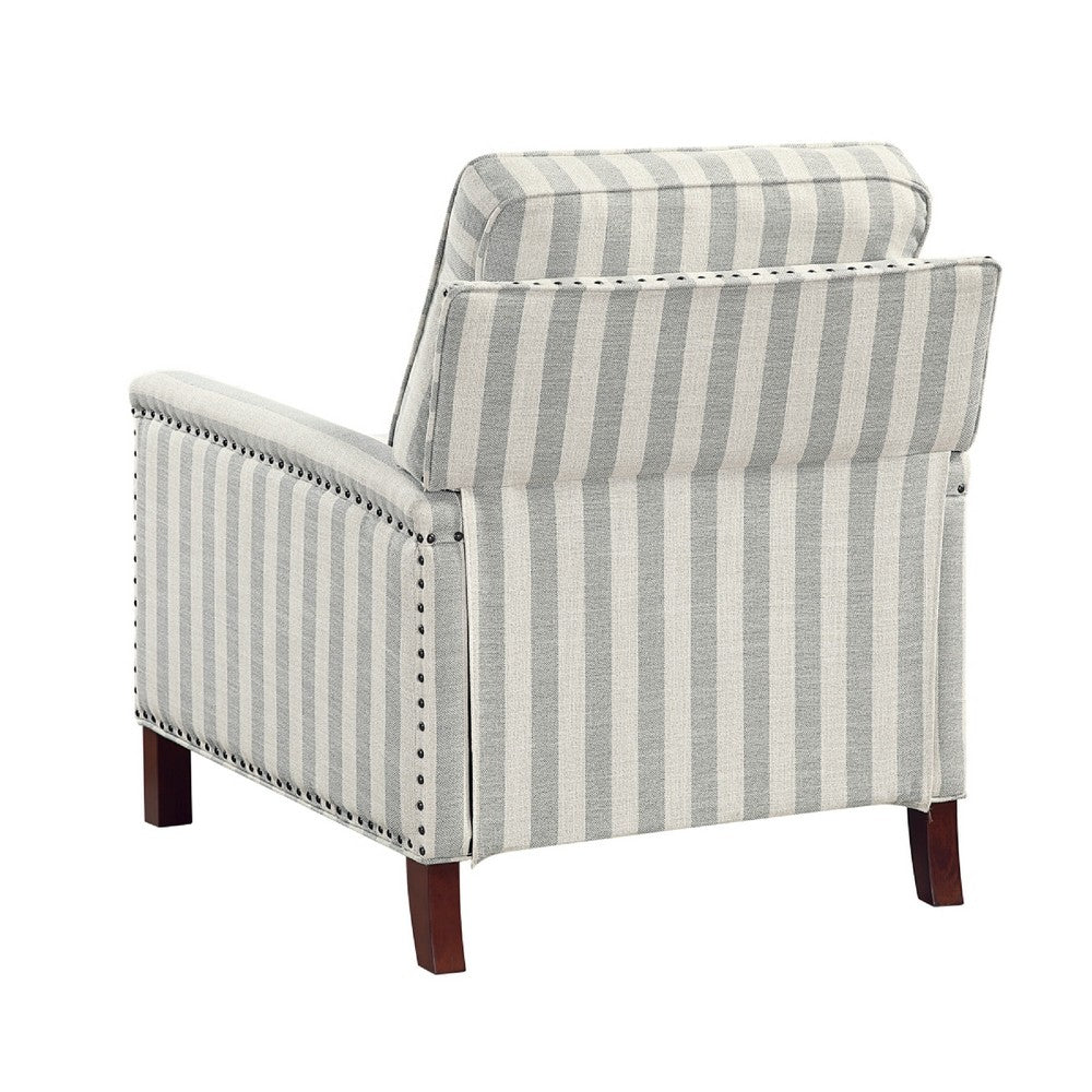 Claire Manual Reclining Chair | Beige & Gray Striped Pattern Polyester