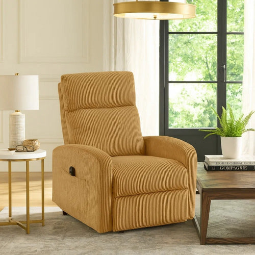 Pary Power Lift Chair | Armrests w Magazine Pocket | Yellow Corduroy