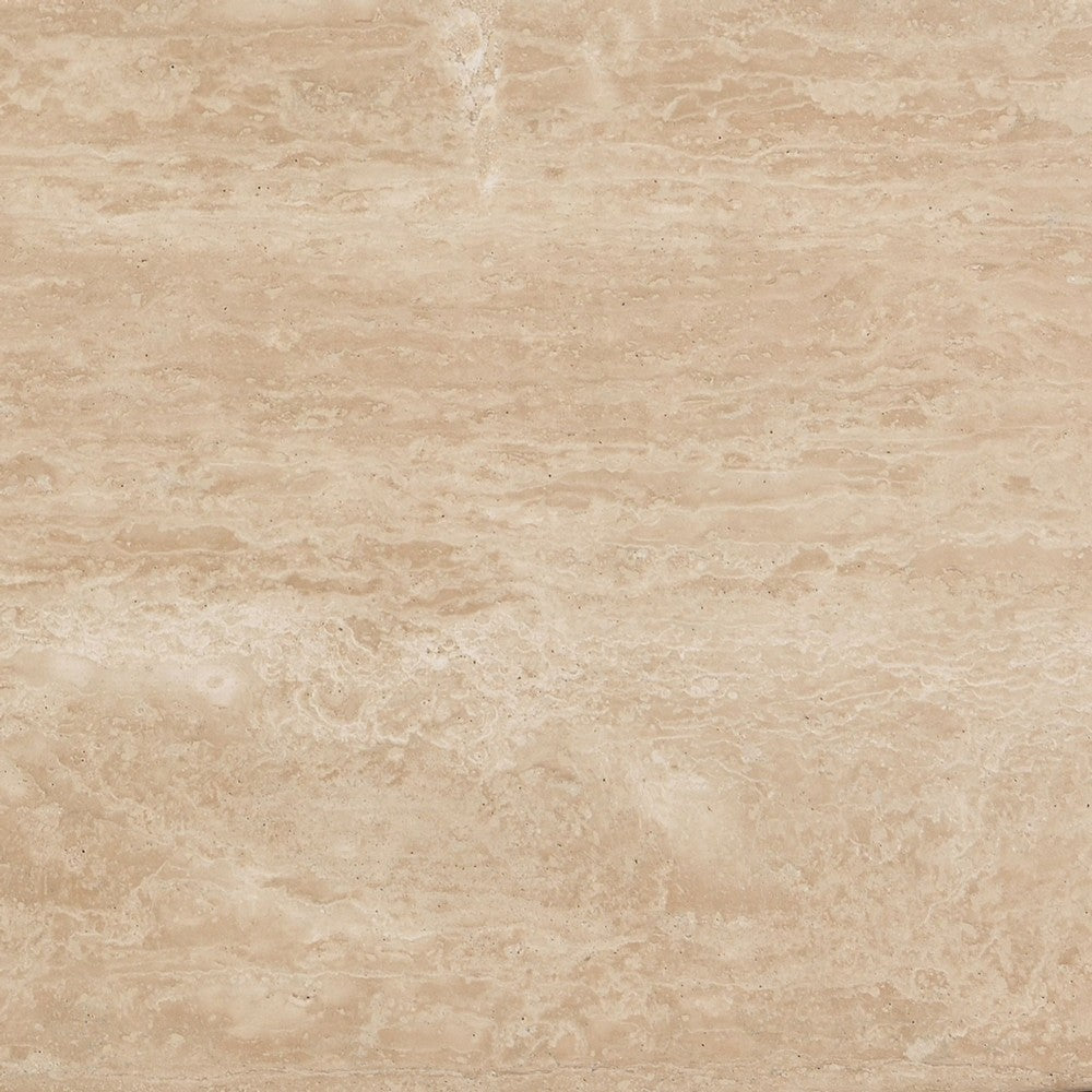 Pery Coffee Table | 51" Beige Travertine Stone Top | Walnut Brown