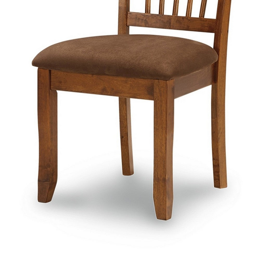 Bergi Dining Side Chair Set of 2 | Spindle Back | Brown Cushioned Seat