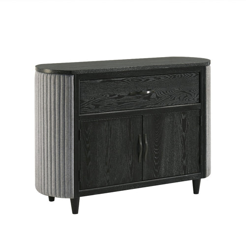 Sevy Sideboard Buffet Console w Retro Fabric | Black & Gray | 52"