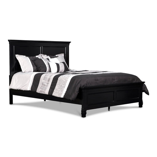 Umi King Size Bed | Solid Wood Panel Headboard | Farmhouse Black