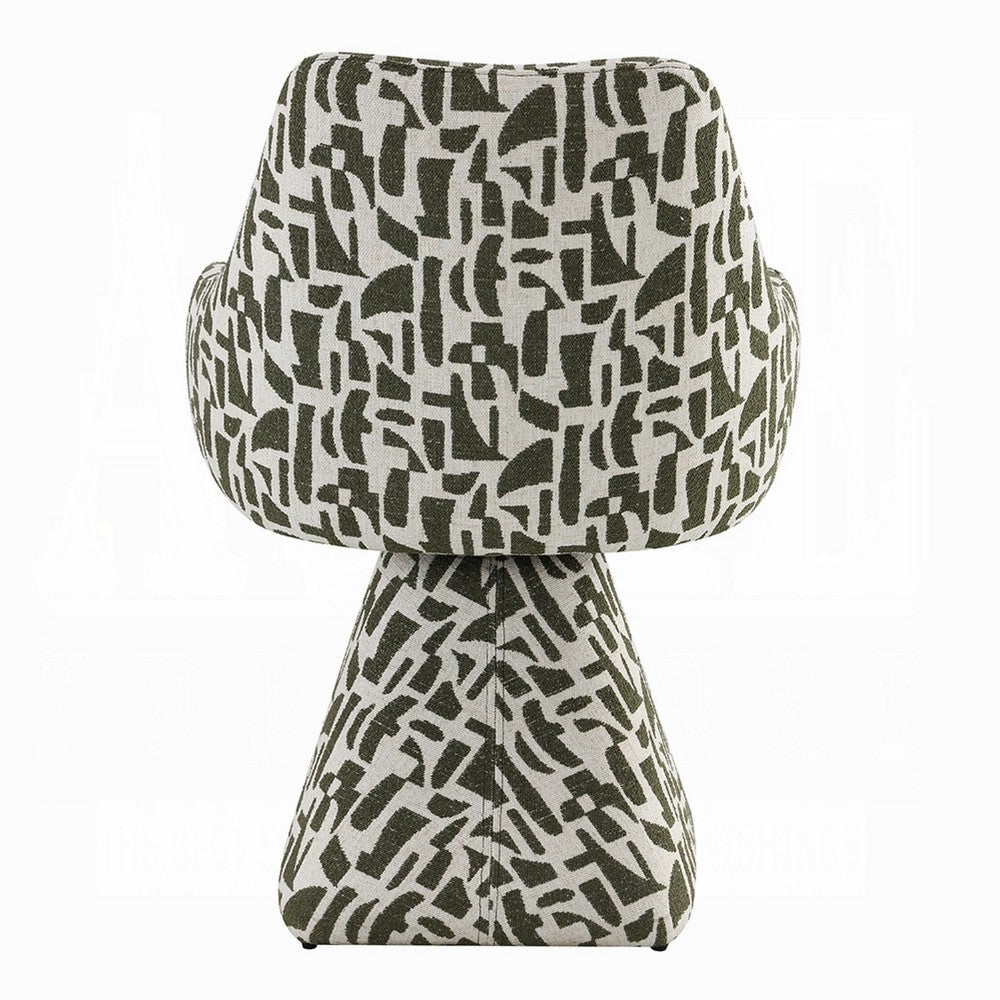 Peny Swivel Accent Chair | Green & White Printed Fabric
