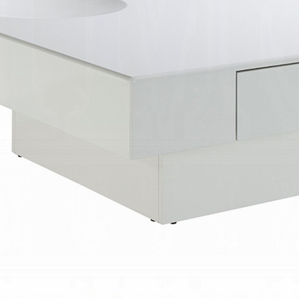 Keya Coffee Table | 43" Square Plinth Top | High Gloss White Finish