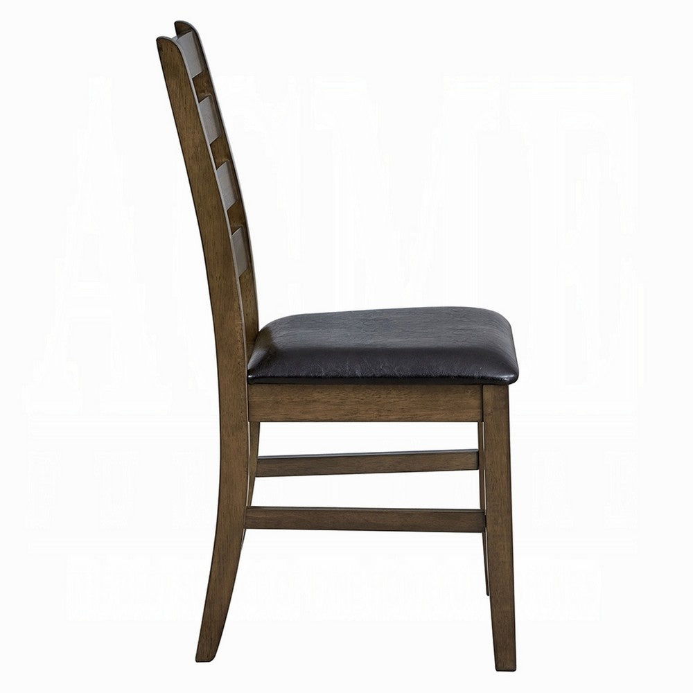 Dexy Dining Side Chair Set of 2 | Ladderback | Walnut Brown Faux Leather