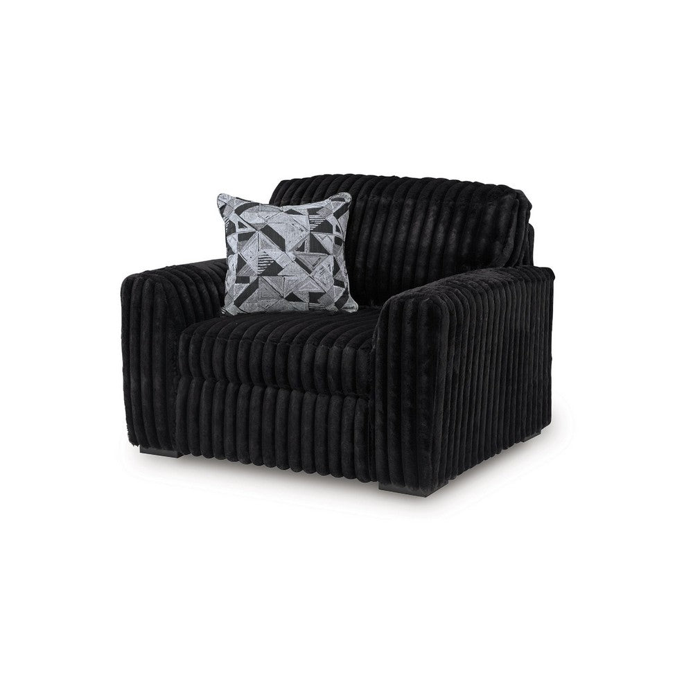 Addy Oversized Sofa Armchair | 1 Accent Pillow | Onyx Black Corduroy
