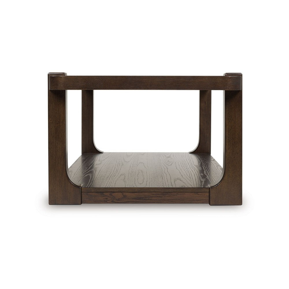 Kemu Coffee Table | 50" Rectangular Top w Lower Shelf | Dark Brown