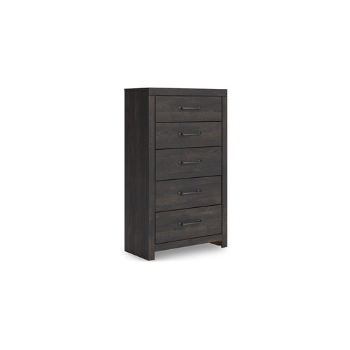 Hez Modern Tall Dresser Chest | 5 Drawers | Charcoal Gray Wood Finish