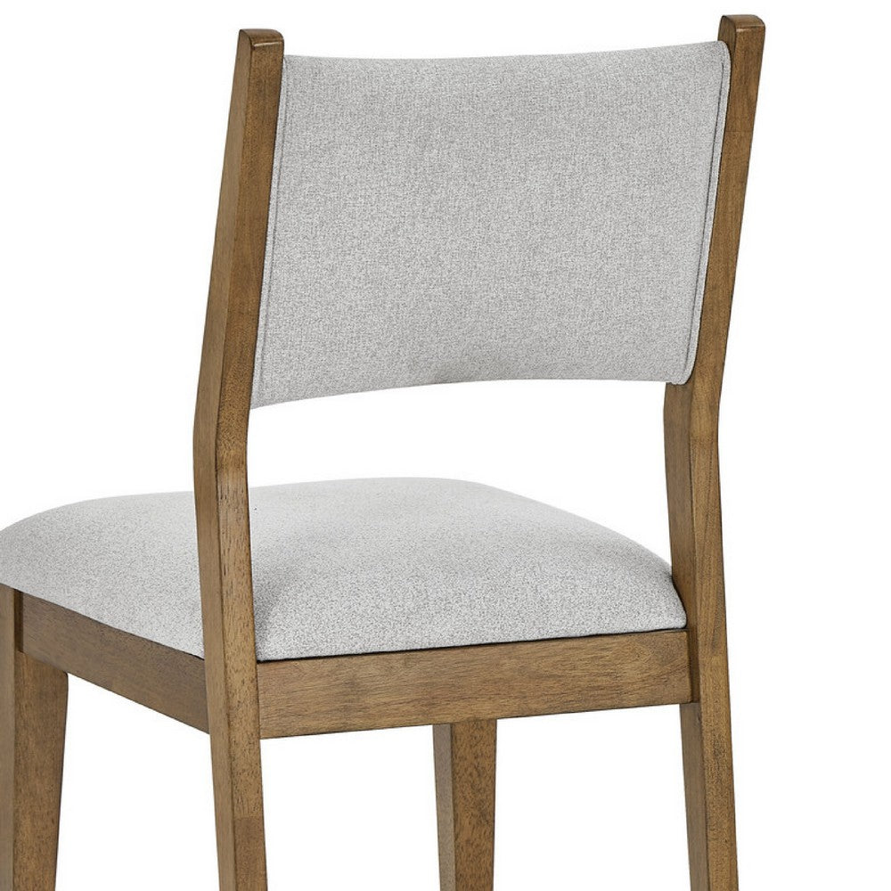 Meny Dining Chair Set of 2 | Light Gray Panel Back | Walnut Oak Brown