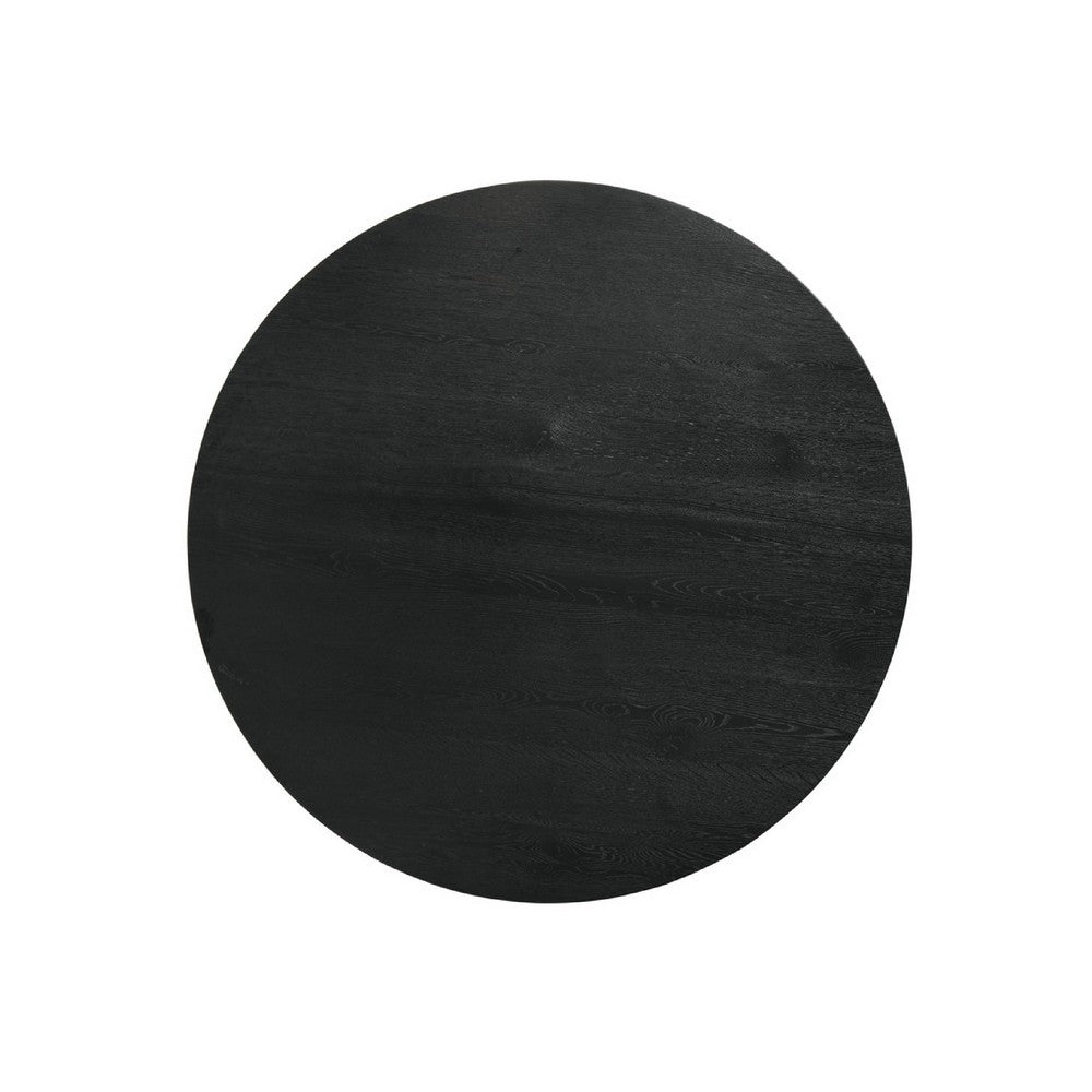 Memy Dining Table | 59" Round Top w Hourglass Base | Ebony Black