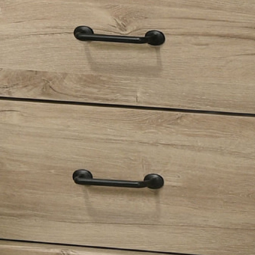 Lara Nightstand | 2 Drawers | Top Open Shelf | USB Ports | Light Oak Brown