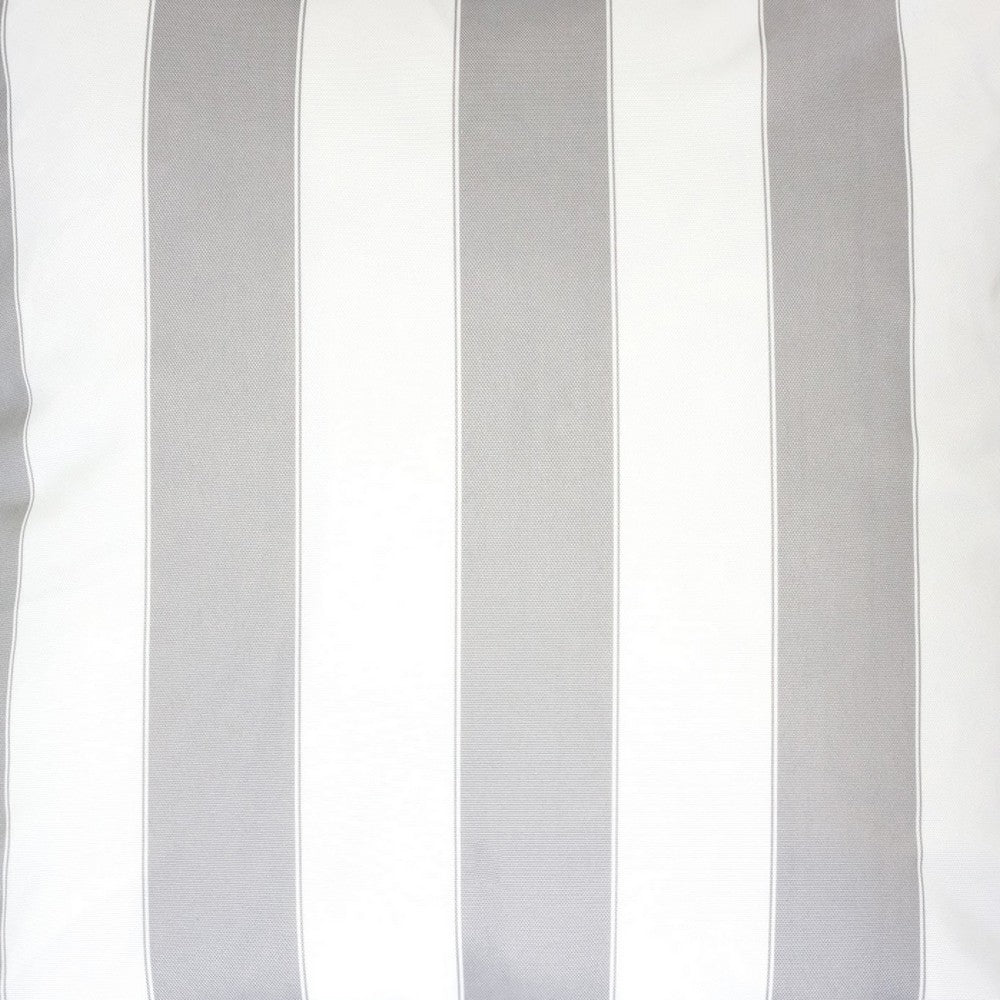 Keo Outdoor Throw Pillow Cover | Silver White Wide Stripes | 20" Square