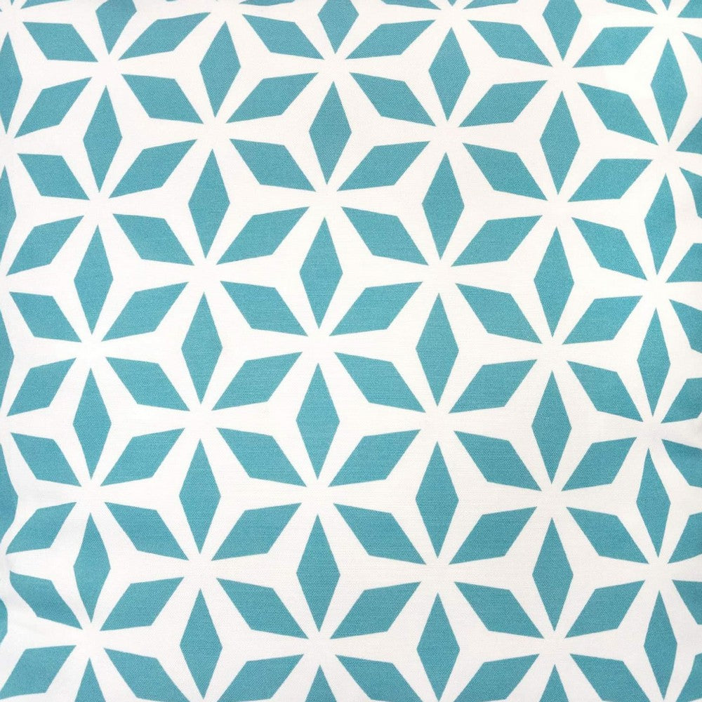 Outdoor Indoor Throw Pillow Cover | Aqua Blue Crystal Pattern 20" Square
