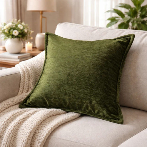 Dey Throw Pillow Cover | Deep Forest Green Velvet Luxe Shine | 20" Square