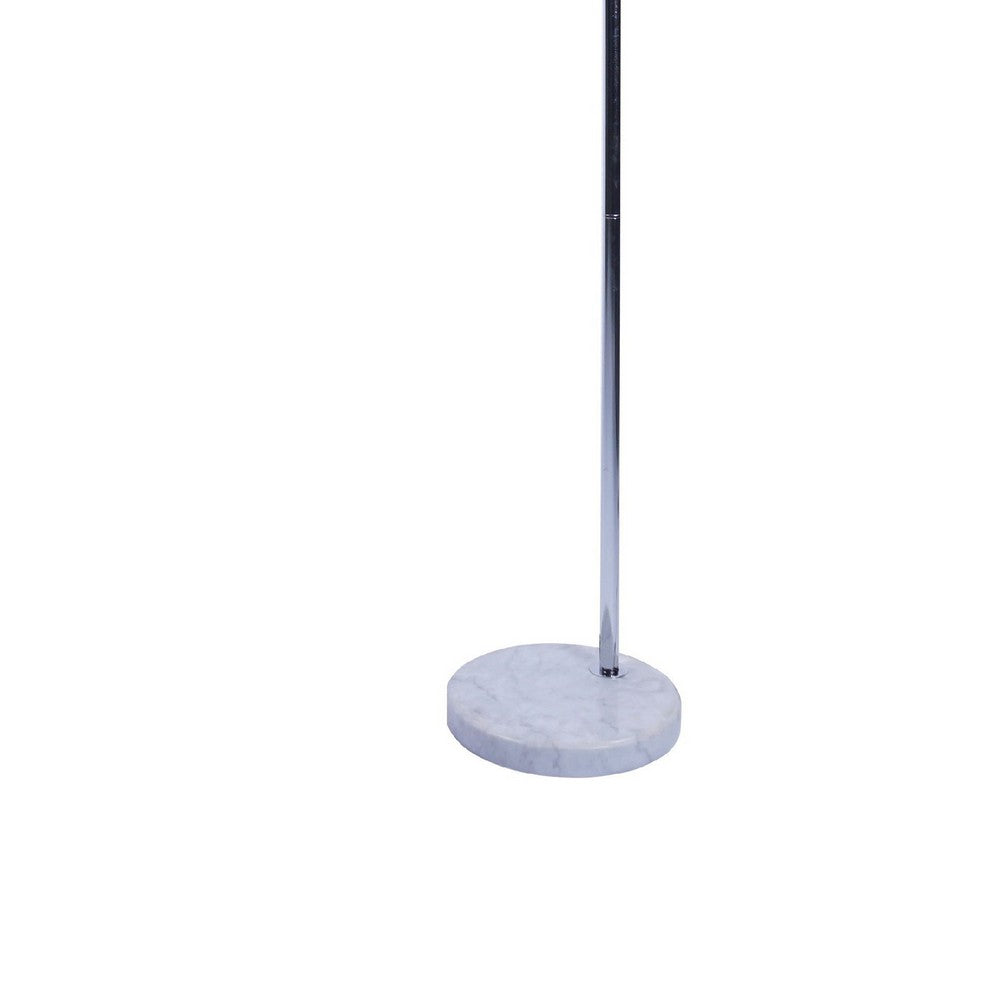 Arch Floor Lamp | Lattice Crystal Shade | Chrome Metal | Round Marble Base