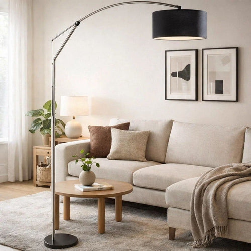 Arch Floor Lamp | Adjustable Arm & Black Genuine Marble Base | 81"