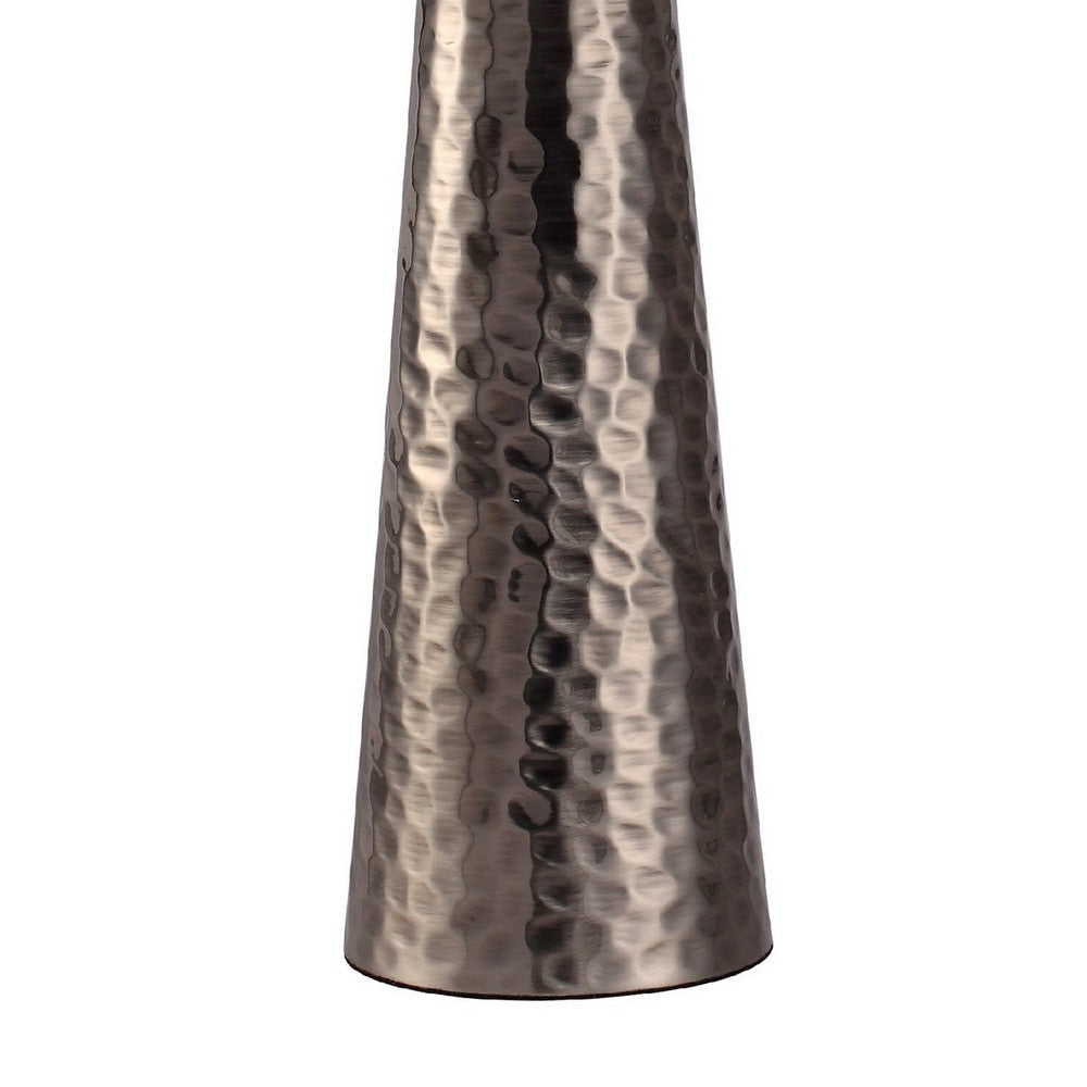 Accent Table Lamp | White Shade | Brushed Nickel Hammered Base | 26"