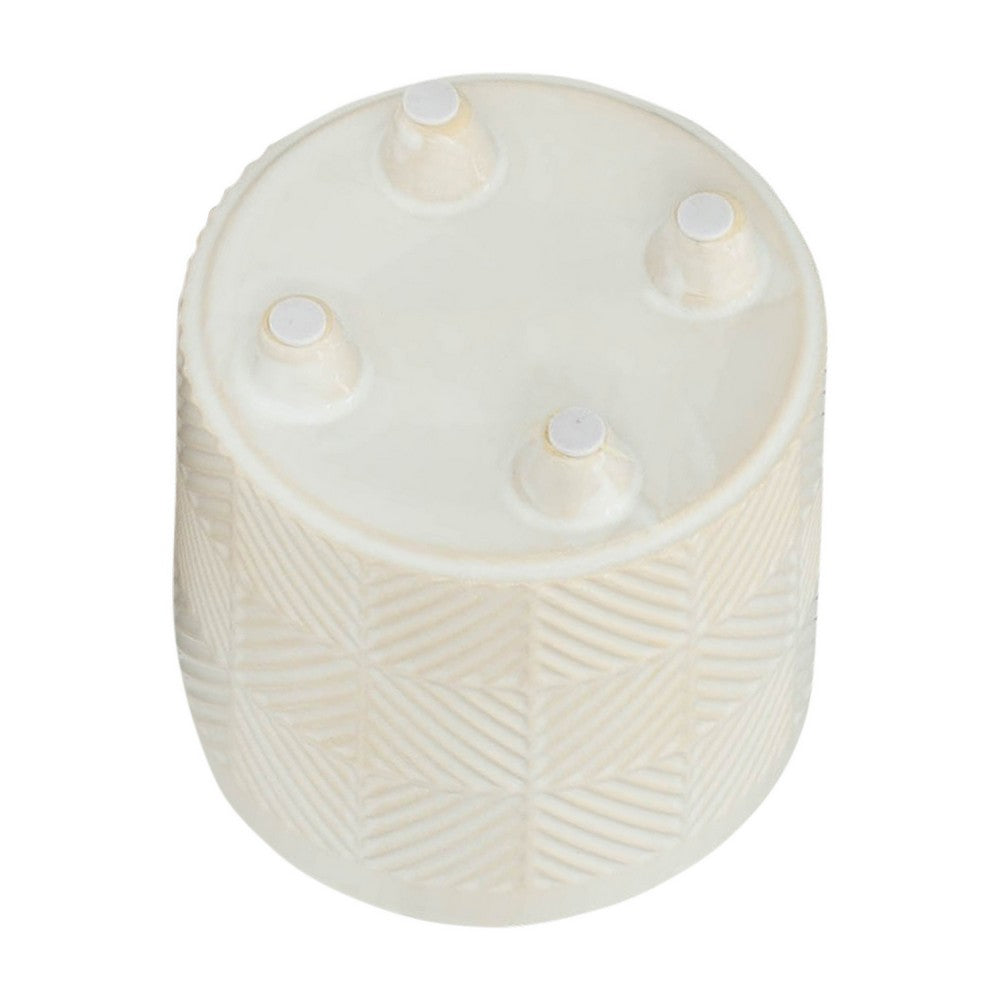 Garden Planter Set of 2 | Glossy White Diamond Patterned Ceramic Body