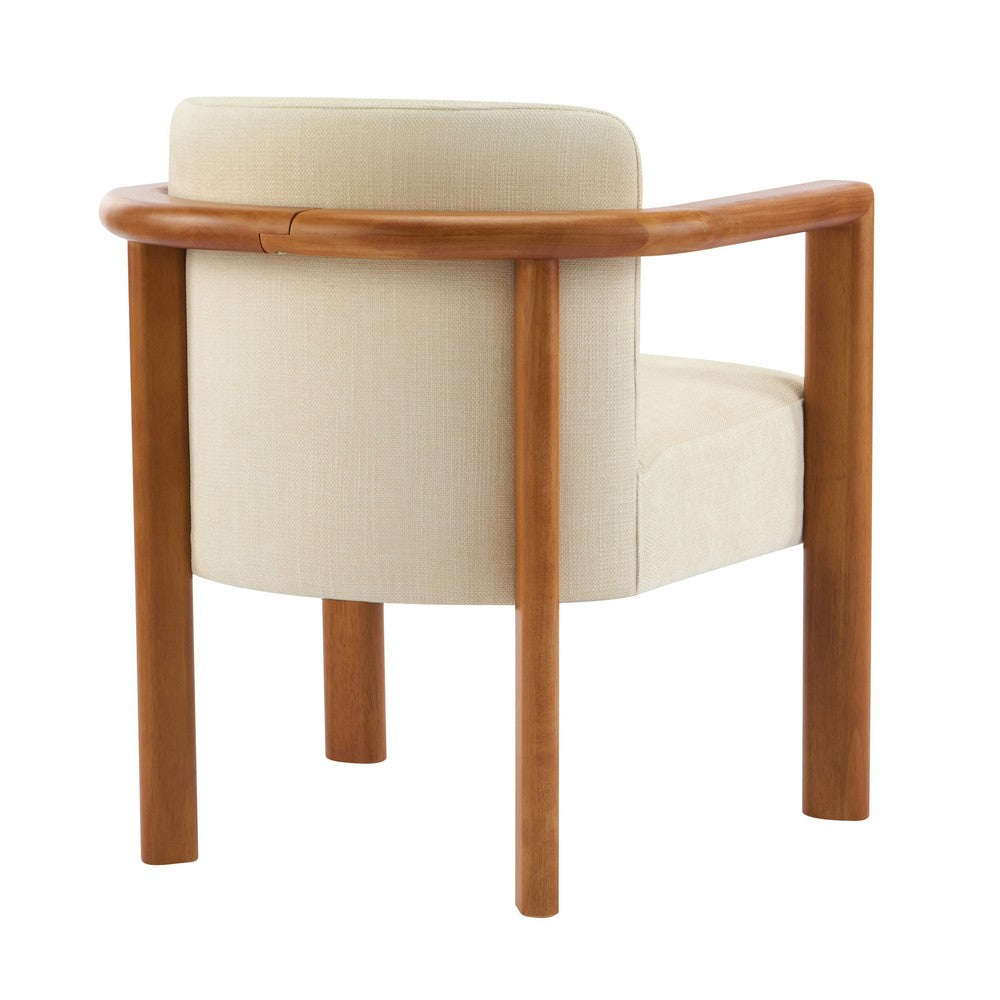 Dining Armchair Set of 2 | Curved Back | Beige Upholstered Cushioned Seat