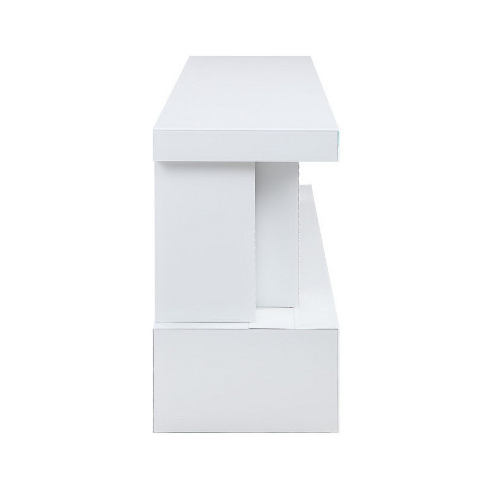 Cere Electric Fireplace TV Console | Bluetooth Speaker | 71" White Wood