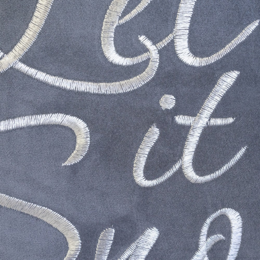 Rola Square Throw Pillow | Let It Snow Embroidery | Gray Cotton 20"