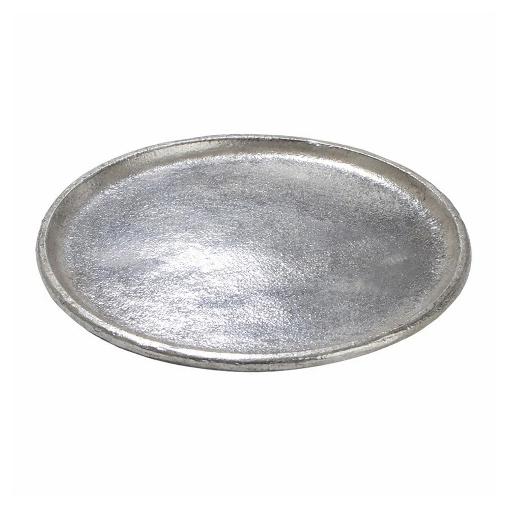 Decorative Plate | Rustic Textured Distress Silver Aluminum 10" Round