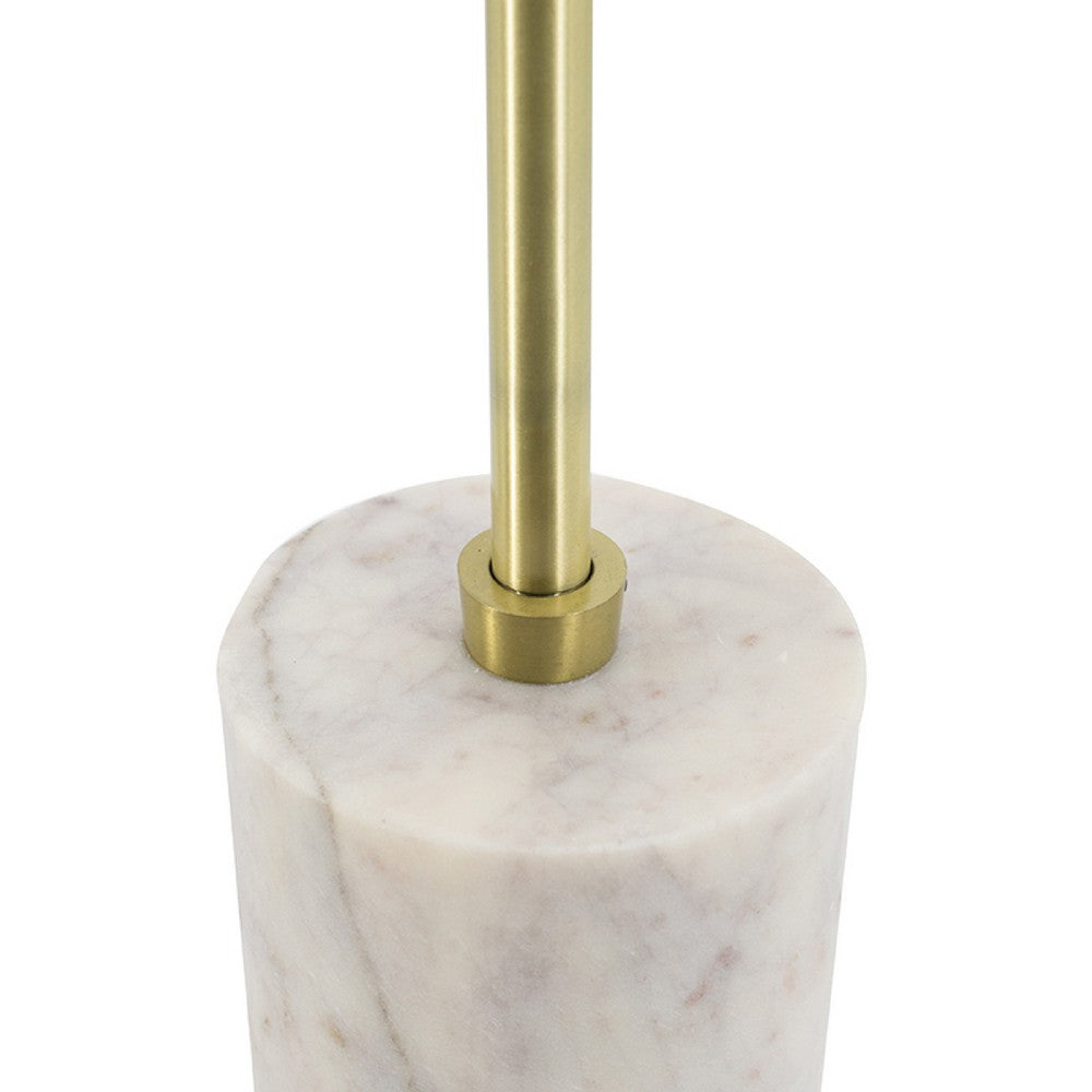 Gony Side End Table | 16" Flower Top | Brass Inlay | White Marble