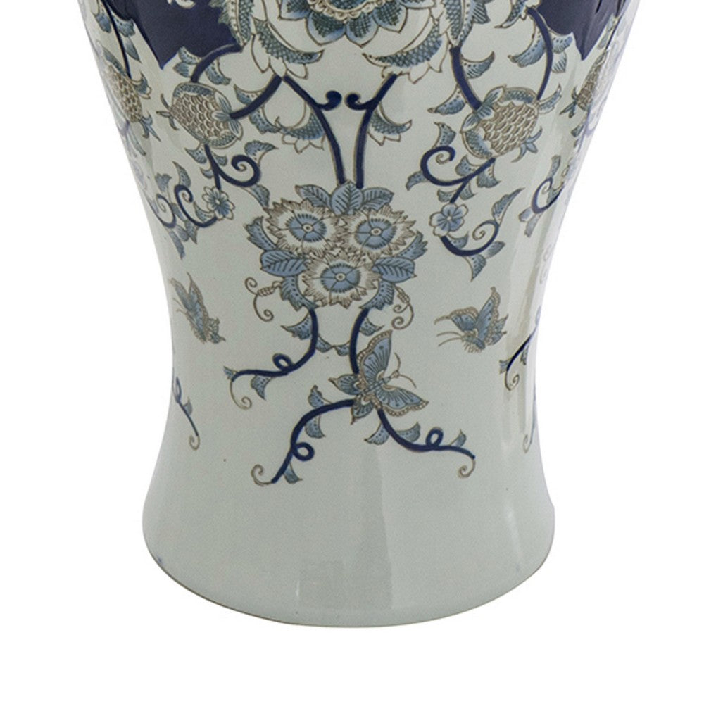 Rayn Decorative Urn | Blue White Chinoiserie Art | 24" Porcelain