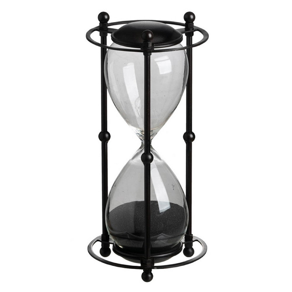 Iaon Hourglass Timer with Black Sand & Iron Stand | Tabletop 13"