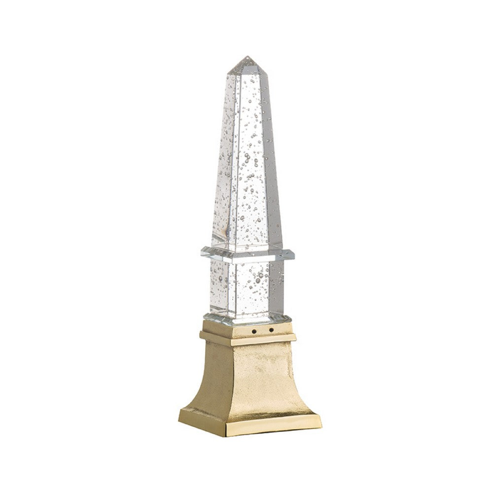 Raga Crystal Accent Lighting | Obelisk Decor Body | Gold Metal Base | 18"