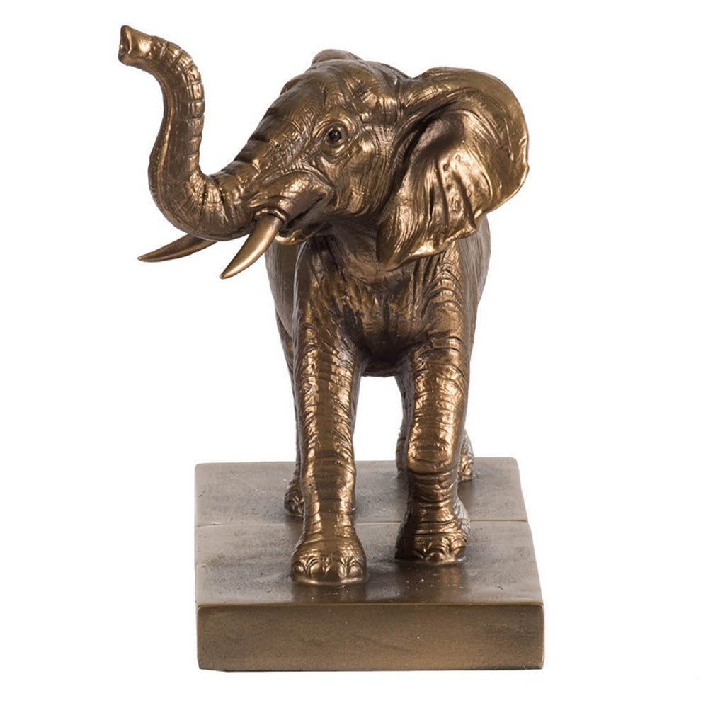 Nimy Decorative Bookend Set of 2 | Trumpeting Elephant | Bronze Polyresin