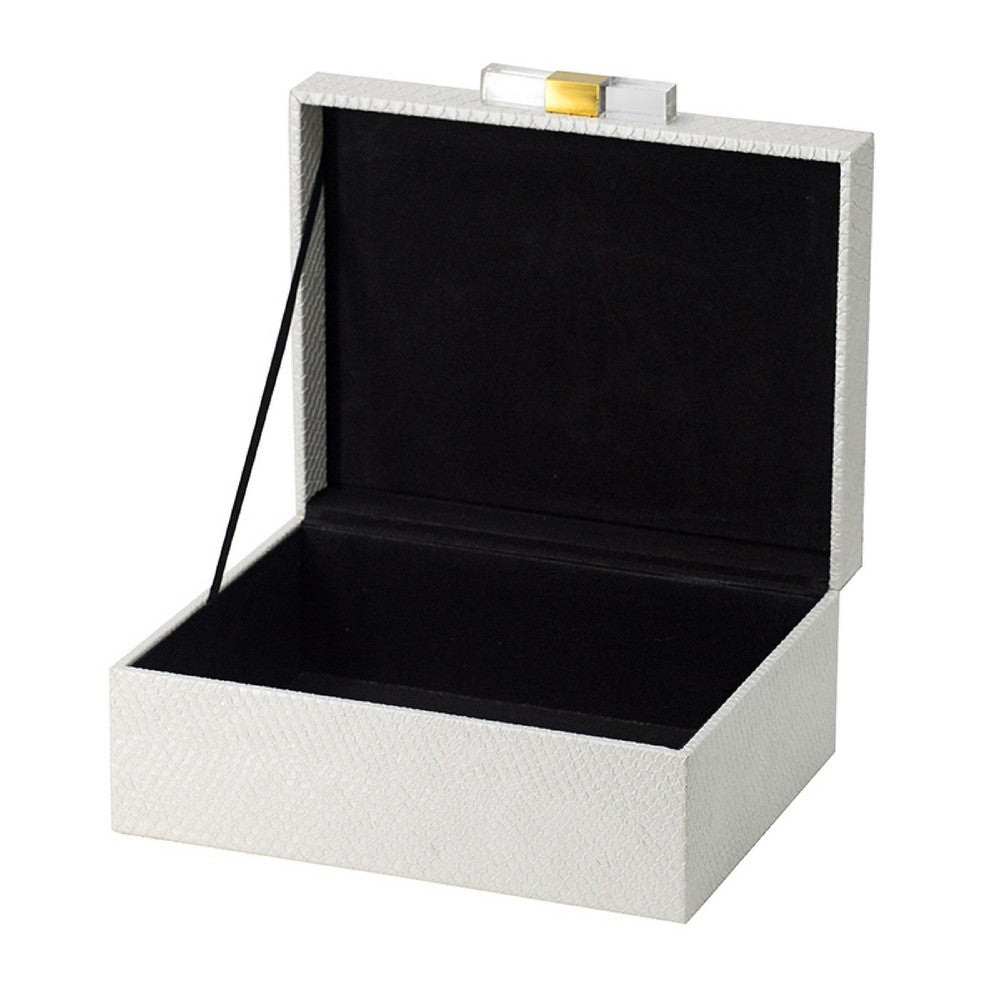 Anop 2pc Storage Box Set | Faux Snakeskin Finish | Flannel Lined | White