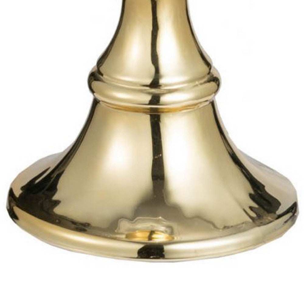 Decorative Candle Holder | 2 Tone Gold & Clear Glass | 9" Tall