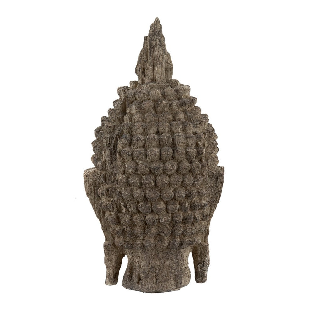 Reva Meditating Buddha Head Sculpture | Rustic Distressed Brown 12"